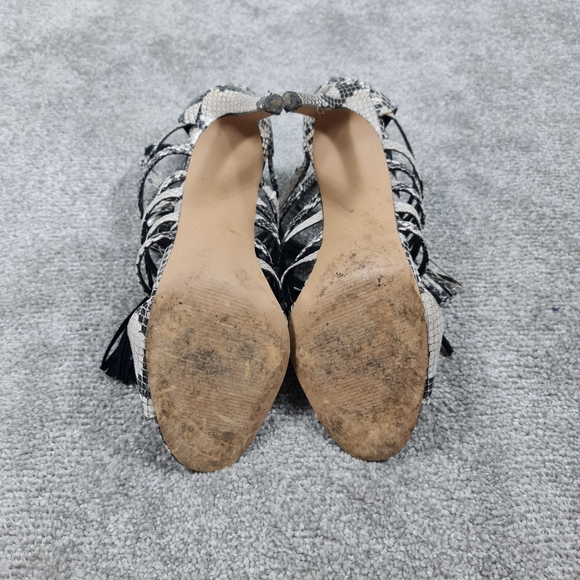 Next Black White Snake Print Stiletto Heels Strappy Shoes UK 7 EU 41 Back Zip - Picture 7 of 7